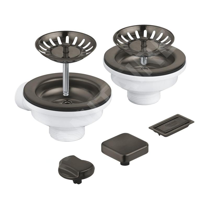 Grohe Accessoires - Kit de vidage pour évier double, Hard Graphite brossé 40998AL0