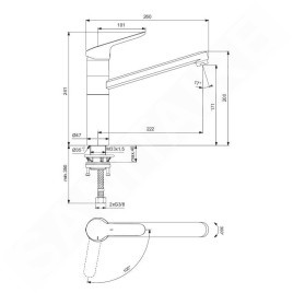 Ideal Standard CeraFlex - Mitigeur d’évier, bec haut, BlueStart, chrome BC135AA