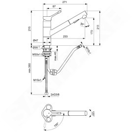 Ideal Standard Ceralook - Robinetterie d’évier avec douchette extractible, BlueStart, acier allié BC297GN