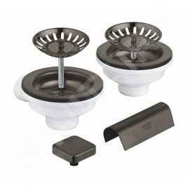 Grohe Accessoires - Kit de vidage pour évier double, Hard Graphite brossé 40999AL0