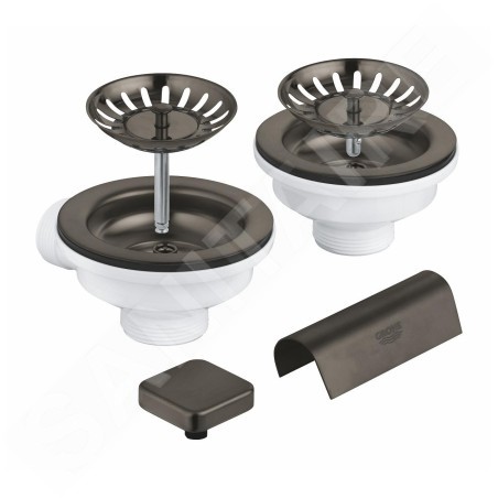 Grohe Accessoires - Kit de vidage pour évier double, Hard Graphite brossé 40999AL0