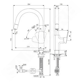 Ideal Standard CeraPlan - Mitigeur d'évier avec bec extractible, chrome BD337AA