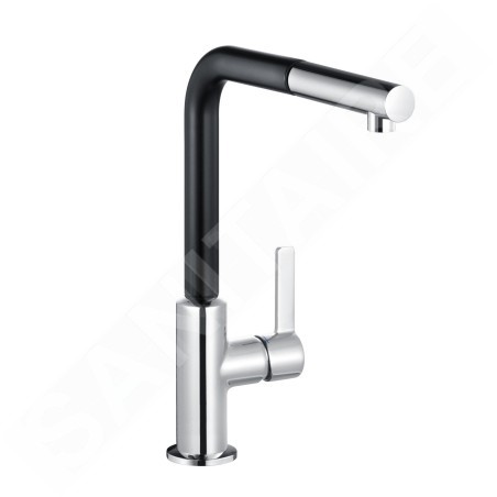 Kludi L-ine S - Mitigeur d'évier avec bec extractible, noir mat/chrome 408518775WR5