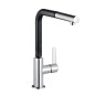 Kludi L-ine S - Mitigeur d'évier avec bec extractible, noir mat/chrome 408518775WR5
