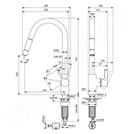 Ideal Standard Gusto - Mitigeur d’évier avec bec extractible, chrome BD414AA