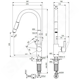 Ideal Standard Gusto - Mitigeur d'évier avec douchette extractible, chrome BD416AA