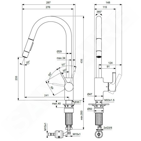 Ideal Standard Gusto - Mitigeur d'évier avec douchette extractible, chrome BD416AA