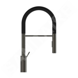 Ideal Standard Gusto - Mitigeur d'évier avec bras flexible et douchette, gris magnétique/noir BD417A5