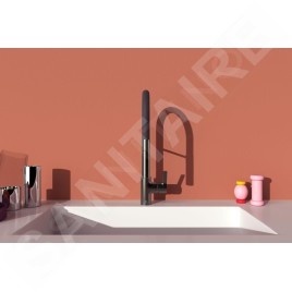 Ideal Standard Gusto - Mitigeur d'évier avec bras flexible et douchette, gris magnétique/noir BD417A5