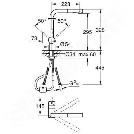 Grohe Minta - Mitigeur d'évier avec douchette extractible, Cool Sunrise brossé 30274GN0