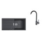 Franke Colonnes - Ensemble T78, évier en Tectonite S2D 611-100 et robinetterie FP 9000.099, noir/graphite 143.0616.934