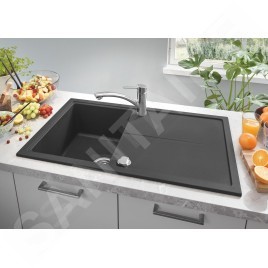 Grohe Éviers - Évier composite K400 avec garniture de vidage automatique, 860x500 mm, noir granite 31640AP0
