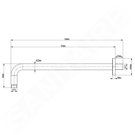 Sapho Douches - Bras de douche rond 400 mm, noir mat SL103