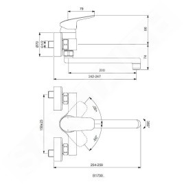 Ideal Standard CeraFlex - Mitigeur d’évier, avec bec rotatif 200 mm chrome B1730AA