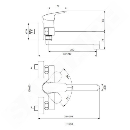 Ideal Standard CeraFlex - Mitigeur d’évier, avec bec rotatif 200 mm chrome B1730AA
