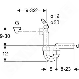 Geberit Accessoires - Siphon en tube pour éviers, encombrement réduit, sortie horizontale, d 40 mm 152.885.11.1