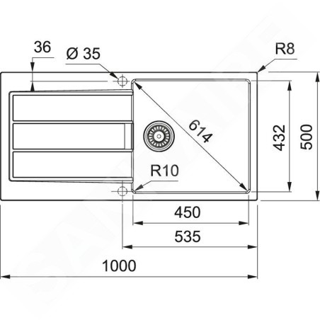 Franke Sirius 2.0 - Évier en tectonite S2D 611-100, 1000x500 mm, gris 143.0651.011
