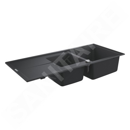 Grohe Éviers - Évier composite K400 avec garniture de vidage automatique, 1160x500 mm, noir granite 31643AP0