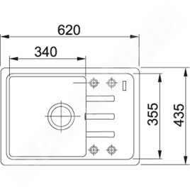 Franke Malta - Évier en fragranit BSG 611-62, 620x435 mm, blanc artic 114.0440.889