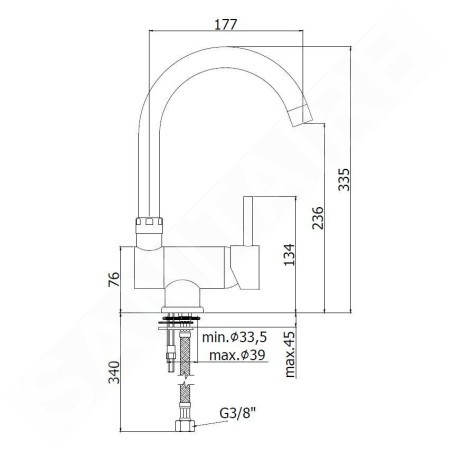 Paffoni Stick - Mitigeur d'évier, sous fenêtre, chrome SK189CR