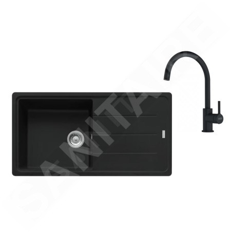 Franke Colonnes - Set de cuisine G280MČ, évier en fragranit BFG 611 + robinet FC 6018.901, noir mat 114.0700.811