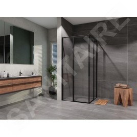 Lansanit LUX Slim Tadao - Cabine de douche Black Line 900x900 mm, noir mat / verre clair PRD99-B
