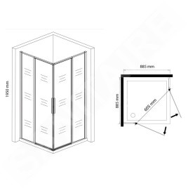 Lansanit LUX Slim Tadao - Cabine de douche Black Line 900x900 mm, noir mat / verre clair PRD99-B
