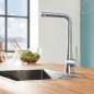 Grohe Zedra - Mitigeur d'évier avec douchette extractible, SmartControl, supersteel 32553DC2