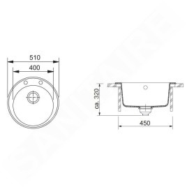Franke Rondo - Évier en fragranit, ROG 610, 510 mm, rond, onyx 114.0283.879
