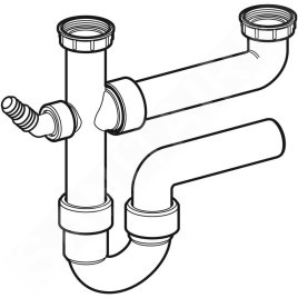 Geberit Accessoires - Siphon pour éviers double, avec embout cannelé équerre, sortie horizontale, d 40 mm 152.715.11.1