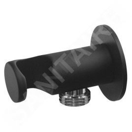 Sapho Accessoires - Coude de raccordement avec support, ronde, noir mat SG203NE