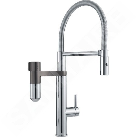 Franke Mitigeurs filtrants - Vital Tap mitigeur d’évier avec filtration d’eau intégrée, bec flexible et douchette, chrome/gun