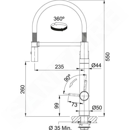 Franke Mitigeurs filtrants - Vital Tap mitigeur d’évier avec filtration d’eau intégrée, bec flexible et douchette, chrome/gun