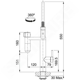 Franke Mitigeurs filtrants - Vital Tap mitigeur d’évier avec filtration d’eau intégrée, bec flexible et douchette, chrome/gun