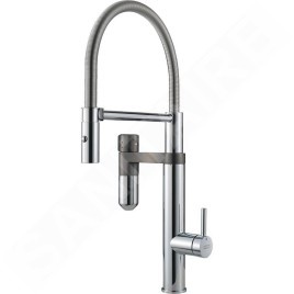 Franke Mitigeurs filtrants - Vital Tap mitigeur d’évier avec filtration d’eau intégrée, bec flexible et douchette, chrome/gun