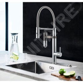 Franke Mitigeurs filtrants - Vital Tap mitigeur d’évier avec filtration d’eau intégrée, bec flexible et douchette, chrome/gun