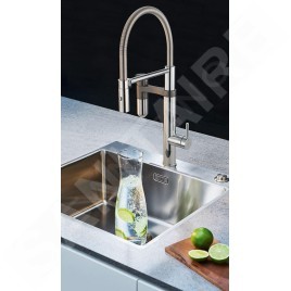 Franke Mitigeurs filtrants - Vital Tap mitigeur d’évier avec filtration d’eau intégrée, bec flexible et douchette, chrome/gun