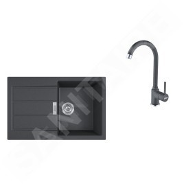 Franke Colonnes - Ensemble T84, évier en Tectonite S2D 611-78 et robinetterie FP 9000.099, noir/graphite 143.0618.726