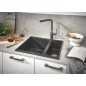 Grohe Éviers - Évier composite K500 avec garniture de vidage automatique, 555x460 mm, noir granite 31648AP0