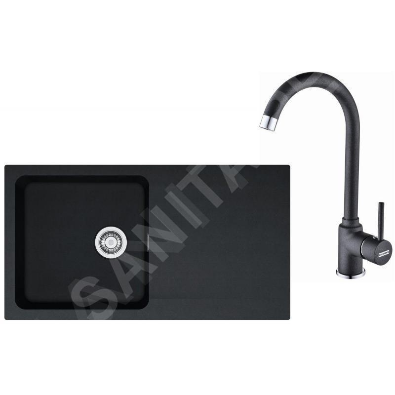Franke Colonnes - Kit de cuisine T41. évier en tectonite OID 611, noir + robinet FP 9900.099, noir 114.0441.337 Franke Colonnes - Kit de cuisine T41. évier en tectonite OID 611, noir + robinet FP 9900.099, noir 114.0441.337
