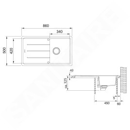Franke Basis - Évier en fragranit BFG 611-86, 86x50 cm, blanc artic 114.0494.912