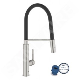 Grohe Feel - Mitigeur d'évier avec bec extractible, supersteel 31489DC0