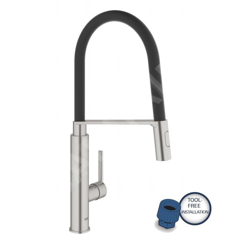 Grohe Feel - Mitigeur d'évier avec bec extractible, supersteel 31489DC0