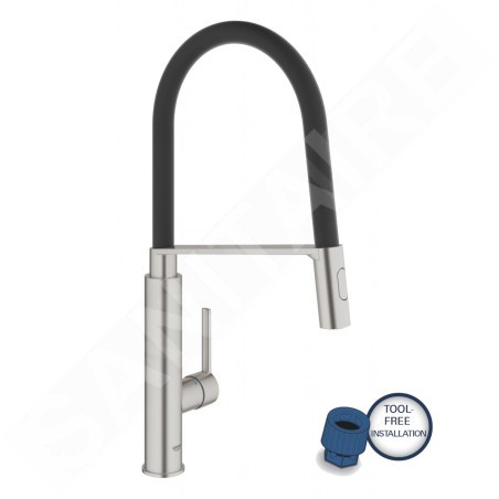 Grohe Feel - Mitigeur d'évier avec bec extractible, supersteel 31489DC0