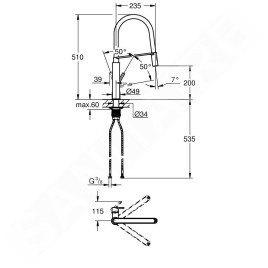 Grohe Feel - Mitigeur d'évier avec bec extractible, supersteel 31489DC0