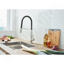 Grohe Feel - Mitigeur d'évier avec bec extractible, supersteel 31489DC0
