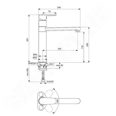 Ideal Standard Cerafine O - Mitigeur d'évier, noir BC501XG