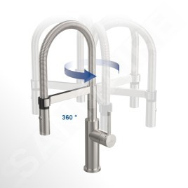 Villeroy & Boch Steel Expert 2.0 - Mitigeur d'évier avec bras flexible et douchette, inox 928000LC