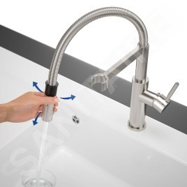 Villeroy & Boch Steel Expert 2.0 - Mitigeur d'évier avec bras flexible et douchette, inox 928000LC