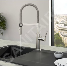 Villeroy & Boch Steel Expert 2.0 - Mitigeur d'évier avec bras flexible et douchette, inox 928000LC